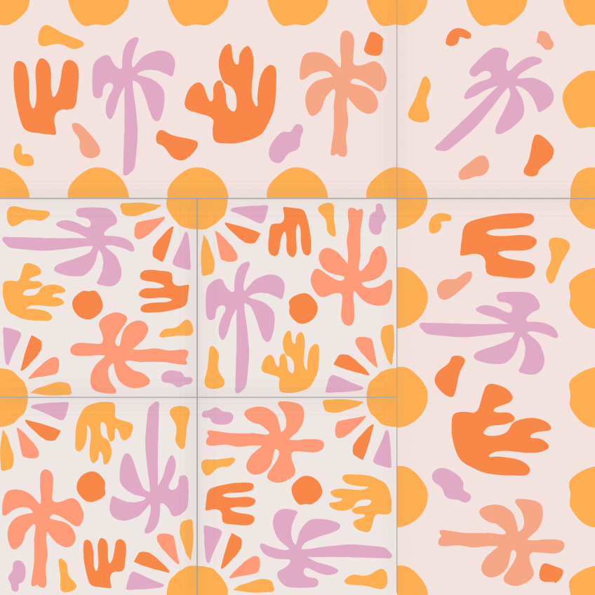 Ahangama Tropical Sunshine Border and Corner 2 - Cement Tile