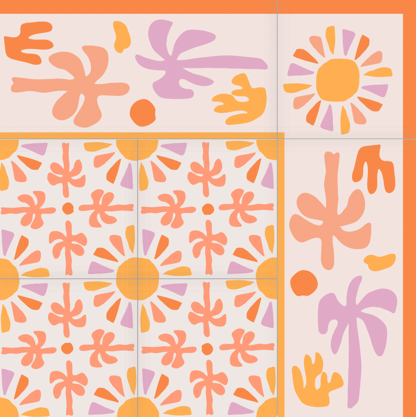 Ahangama Tropical Sunshine Border and Corner 3 - Cement Tile